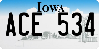 IA license plate ACE534