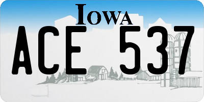 IA license plate ACE537