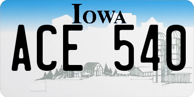 IA license plate ACE540