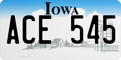 IA license plate ACE545