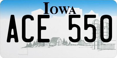 IA license plate ACE550