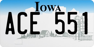 IA license plate ACE551