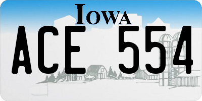 IA license plate ACE554