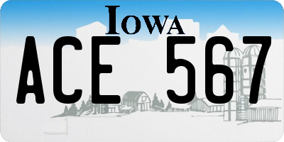IA license plate ACE567