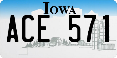 IA license plate ACE571