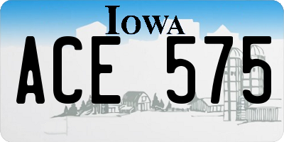 IA license plate ACE575