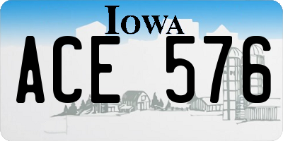 IA license plate ACE576