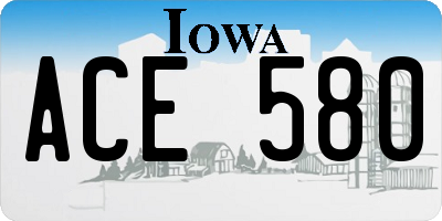 IA license plate ACE580