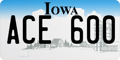 IA license plate ACE600