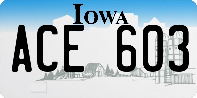 IA license plate ACE603