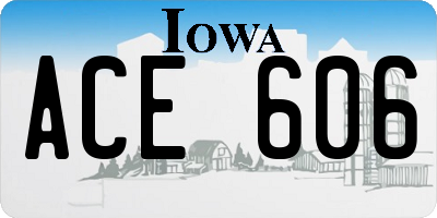 IA license plate ACE606