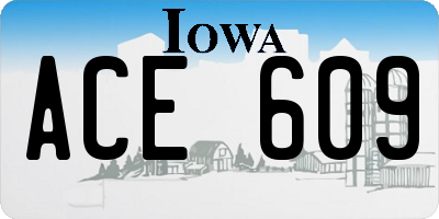 IA license plate ACE609