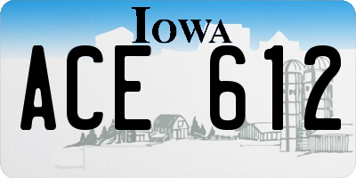 IA license plate ACE612