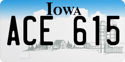 IA license plate ACE615