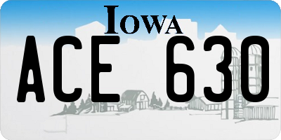 IA license plate ACE630