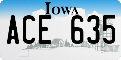IA license plate ACE635