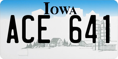 IA license plate ACE641