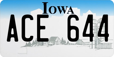 IA license plate ACE644