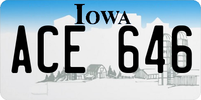 IA license plate ACE646