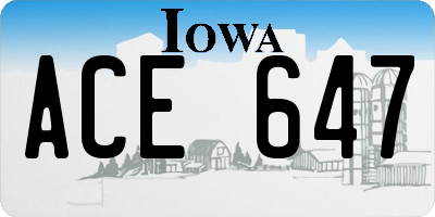 IA license plate ACE647