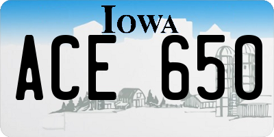 IA license plate ACE650