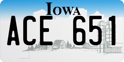 IA license plate ACE651