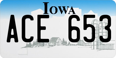 IA license plate ACE653