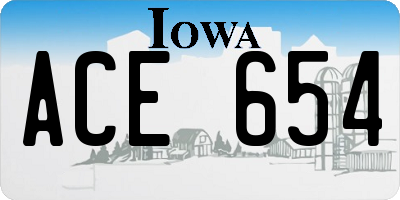 IA license plate ACE654