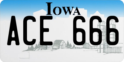 IA license plate ACE666