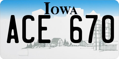 IA license plate ACE670