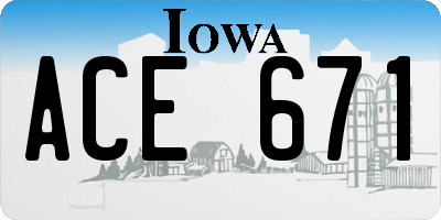 IA license plate ACE671