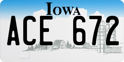 IA license plate ACE672