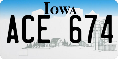 IA license plate ACE674