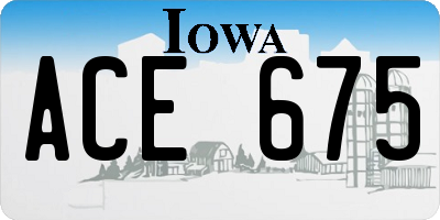 IA license plate ACE675