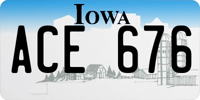 IA license plate ACE676