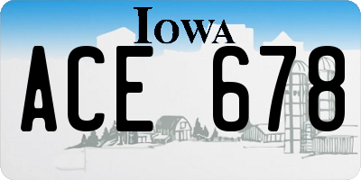 IA license plate ACE678