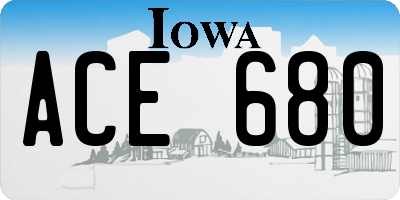 IA license plate ACE680