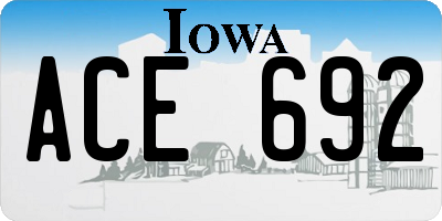 IA license plate ACE692