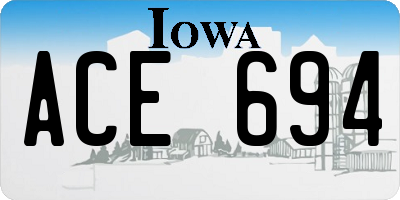 IA license plate ACE694