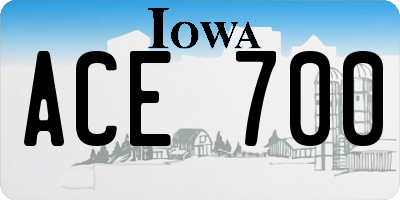 IA license plate ACE700
