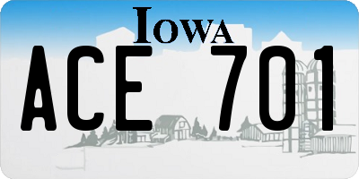 IA license plate ACE701