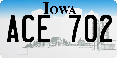 IA license plate ACE702