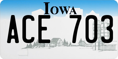 IA license plate ACE703