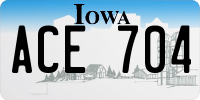 IA license plate ACE704