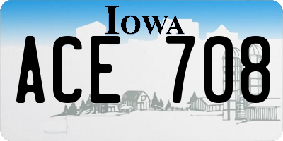 IA license plate ACE708