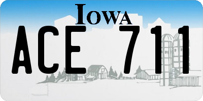 IA license plate ACE711