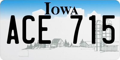 IA license plate ACE715