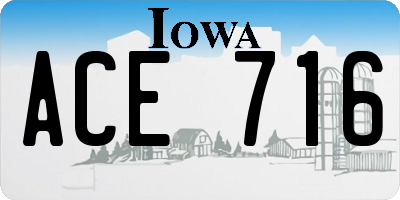 IA license plate ACE716