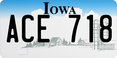 IA license plate ACE718