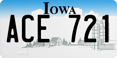 IA license plate ACE721